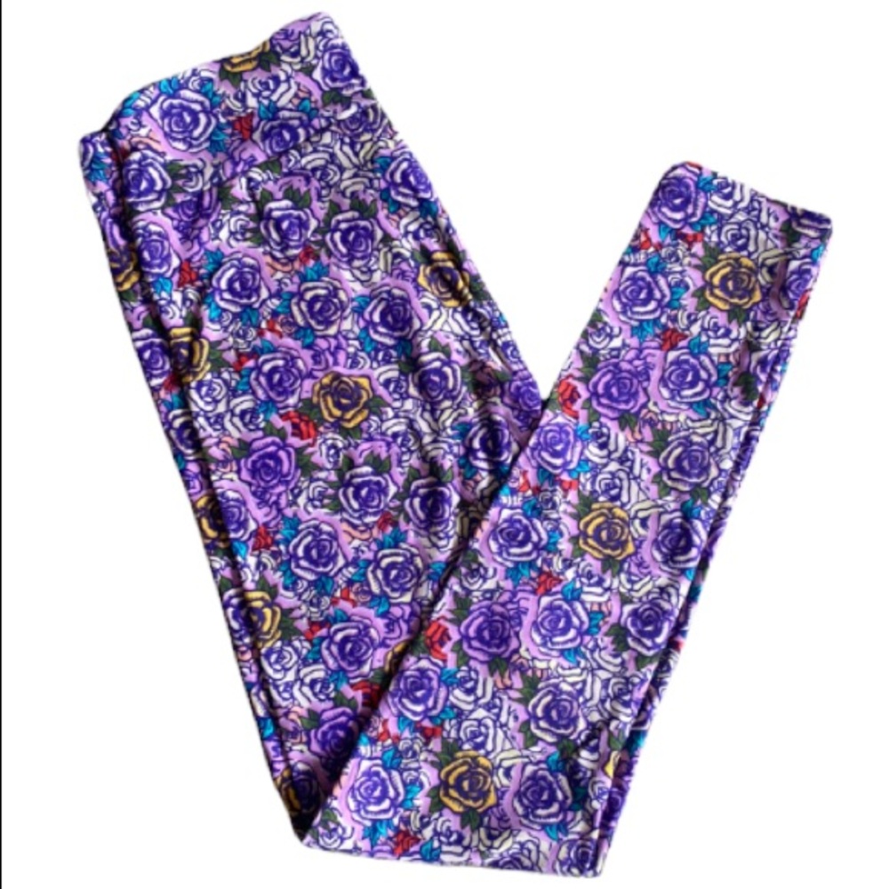 LuLaRoe OS Leggings Purple Rose